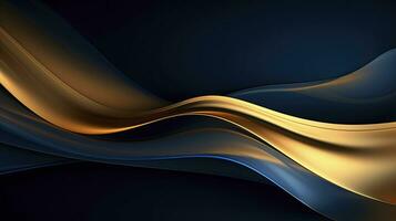 AI generated Gold and navy blue waves abstract. AI Generated. photo