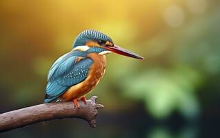 AI generated The common kingfisher wetlands bird colored feathers from different birds. Generative AI photo