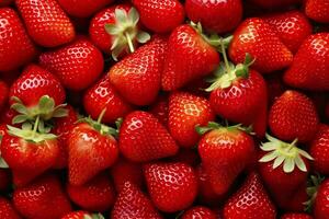 AI generated Texture of fresh strawberries as background. Generative AI photo