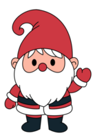 Cute Gnome Santa Claus in Christmas costume raise hand png