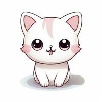 AI generated Cute Kawaii cat clipart icon white background. AI Generated photo