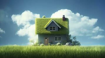 AI generated Green and environmentally friendly housing concept. AI Generated photo