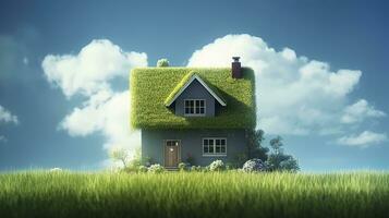 AI generated Green and environmentally friendly housing concept. AI Generated photo