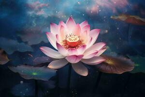 AI generated Lotus flower ,Beautiful lotus flower on water with bokeh background Ai generated photo