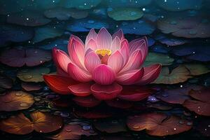 AI generated Lotus flower ,Beautiful lotus flower on water with bokeh background Ai generated photo