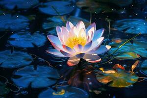 AI generated Lotus flower ,Beautiful lotus flower on water with bokeh background Ai generated photo