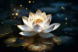 ai generado loto flor ,hermoso loto flor en agua con bokeh antecedentes ai generado foto