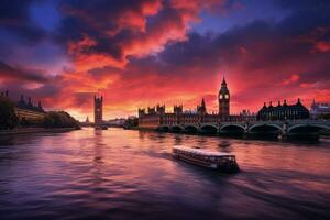 ai generado hermosa Londres y el río , Londres ciudad ai generado foto