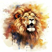 AI generated Watercolor Lion on a white background. For T-shirt Design. AI Generated photo