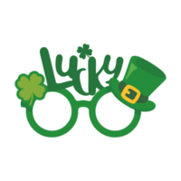 Green glasses decorated with lucky clover leaves. png