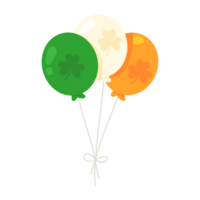 Irish flag tricolor balloon with good luck clover symbol for St. Patrick's Day. png