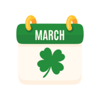 St. Patrick's Day calendar decorated with clover leaves Notification of festival celebrations png