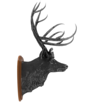 a black and white deer head on a wooden wall png