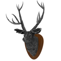 a black and white deer head on a wooden wall png