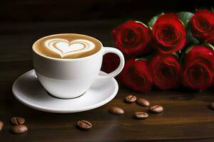 AI generated Valentine's Day Coffee. AI Generated photo