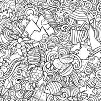 Cartoon doodles Mauritus seamless pattern. vector