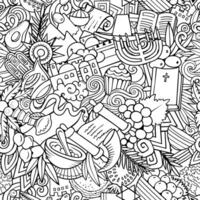 Cartoon doodles Israel seamless pattern. vector