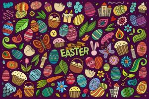 Vector set of Easter theme items, objects and symbols