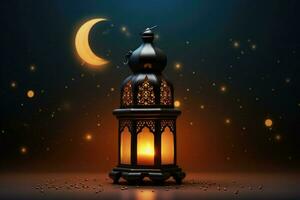 AI generated Ramadan Kareem Arabic lantern greeting card Ai generated photo