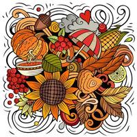 Autumn cartoon vector doodles illustration