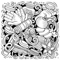 Massage hand drawn vector doodles illustration. Spa salon design.
