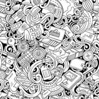 Traveling hand drawn doodles seamless pattern. vector