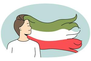 mujer con iraní bandera en pelo vector