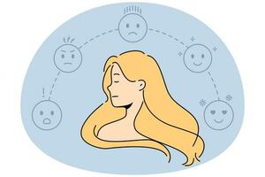 Woman surrounded with different emojis vector