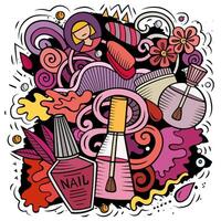 Nail Salon hand drawn vector doodles illustration.