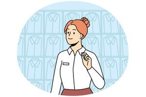 Smiling female consultant working in menswear boutique vector