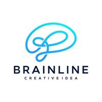 Creative abstract brain line logo vector template