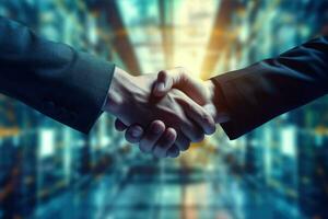 AI generated Business people shake hands , Close up of business people shaking hands Ai generated photo