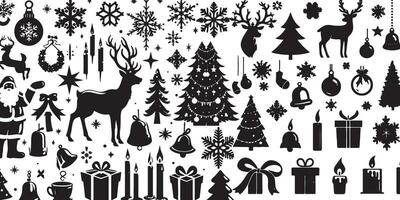 Set of Christmas design elements vector silhouette