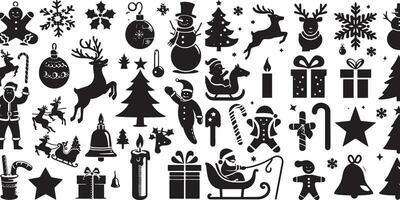 Set of Christmas design elements vector silhouette