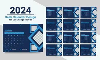 Monthly calendar template for 2024 year 12 months, minimalist style vector