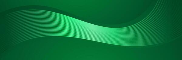 abstract business dark green wave background with glowing lines vector