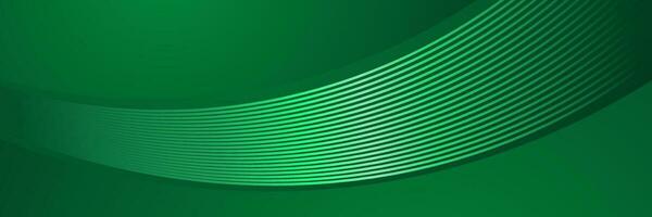 abstract business dark green wave background with glowing lines vector