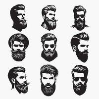 Bearded man's face hipster character fashion silhouette avatar vector