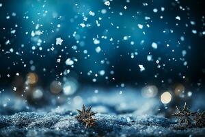AI generated abstract winter background with snowflakes, heavy snowfall, snowflakes in the sky photo