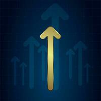 A growth arrow up digital on blue dark background. vector illustration hi-tech. investment graph technology