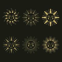 Sun. Set of celestial mystical esoteric magic sun. vector