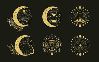 Celestial mystical moon collections. Magic and esotericl vector illustrations.