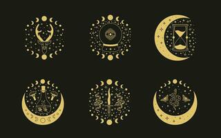 Celestial mystical moon collections. Magic and esotericl vector illustrations.