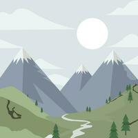 Adventure mountain sunset illustration vector