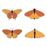 Butterfly and mole. Set of vector illustrations isolated on white background.