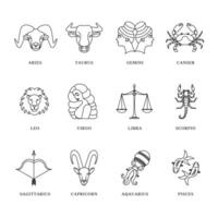 zodíaco astrología horóscopo colocar. celestial místico zodiacal horóscopo plantillas para logo, póster o tarjeta. vector