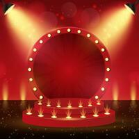 Podium. 3d retro podium for show, award, theatre, circus, cinema. Scene, pedestal, stage, studio or room. vector