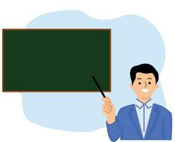 teacher standing in front of blackboard vector