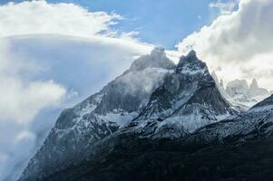 Cloud formations over Lake Nordenskjold, Torres del Paine National Park, Chilean Patagonia, Chile photo