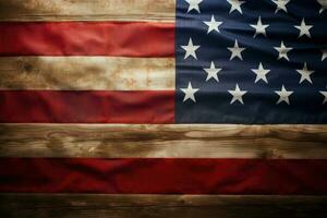 AI generated American flag on wooden background Ai generated photo